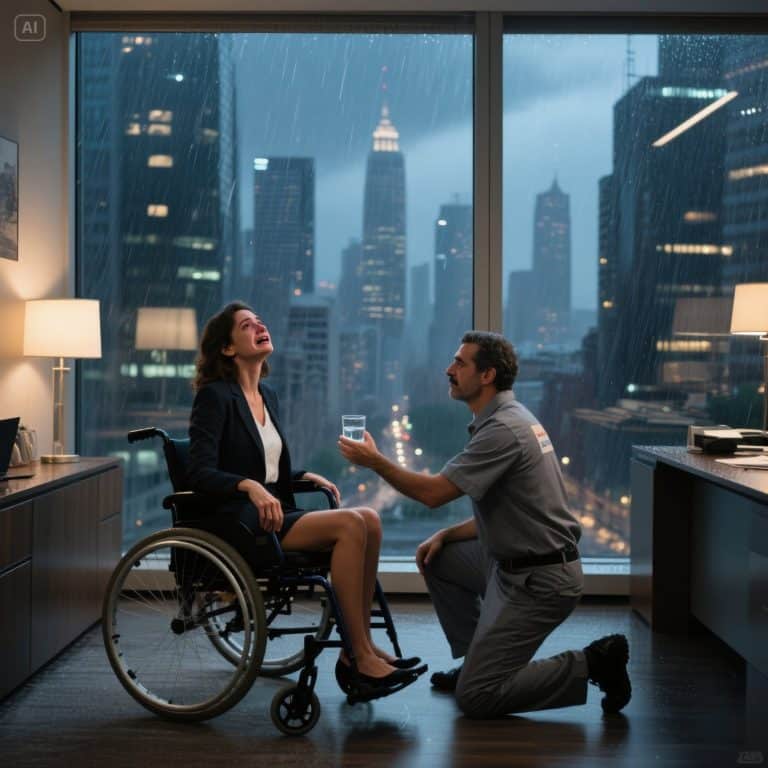 Sozinha, em uma cadeira de rodas e apavorada no meu escritório à meia-noite, o zelador se aproximou e sussurrou um segredo que despedaçou meu mundo em mil pedaços e o reconstruiu para sempre.