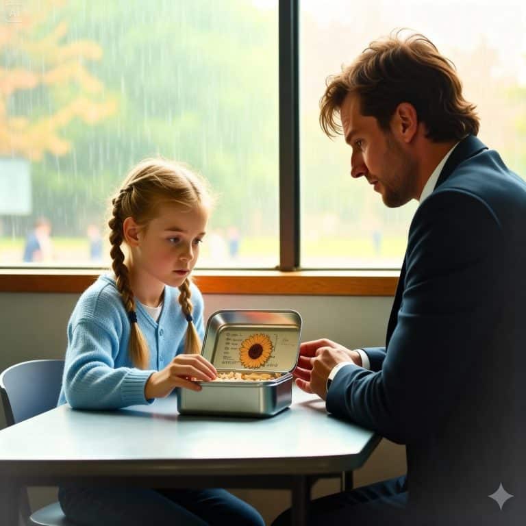 Milliardär sah die leere Brotdose eines kleinen Mädchens – was er darin las, brachte ihn zum Weinen