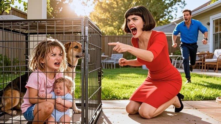 Une fillette supplie sa belle-mère qui la bat, elle et son petit frère ; le père, PDG, s’en va sans un mot.