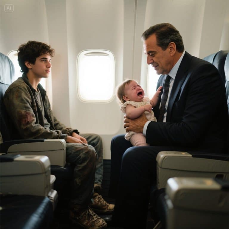 “Get out of the way!” the millionaire yelled at the barefoot young man. Minutes later, when the baby wouldn’t stop crying, the young man did the unthinkable, and everyone’s fate changed forever.