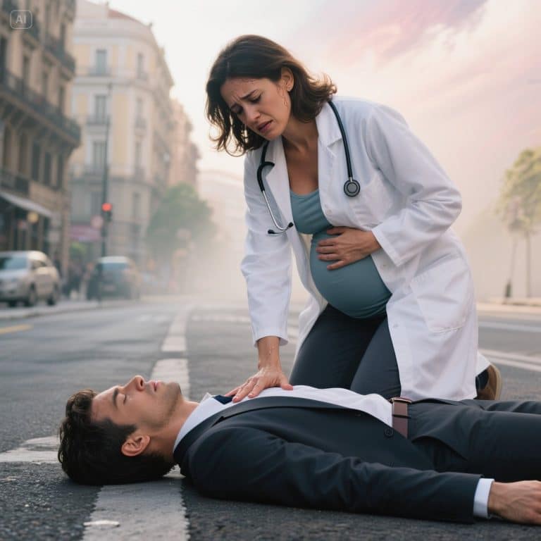 A médica que deu à luz no asfalto para salvar um desconhecido. Meses depois, descobriu que ele era o pai do seu bebê e o homem mais poderoso de Madri.