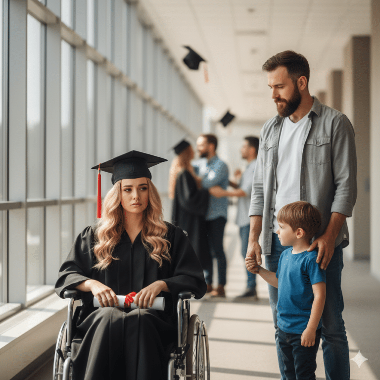 La fille paralysée du PDG était assise seule à sa remise de diplôme — jusqu&rsquo;à ce qu&rsquo;un père célibataire vienne la voir.