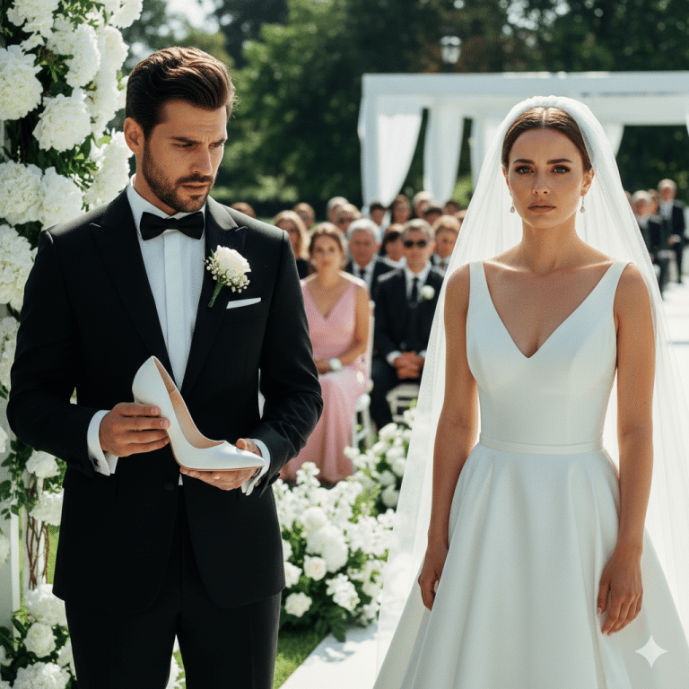 Ses chaussures de mariée étaient remplies de morceaux de verre — mais l&rsquo;enquête du marié milliardaire a choqué tout le monde.