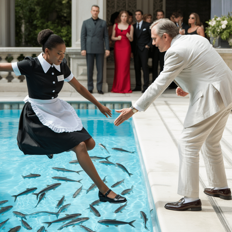 UN MILLIARDAIRE MÉCHANT A POUSSÉ SA SERVANTE NOIRE DANS SA PISCINE INFESTÉE DE PIRANHAS — QUELQUES INSTANTANÉS, IL IMPLORAIT SA PITIÉ