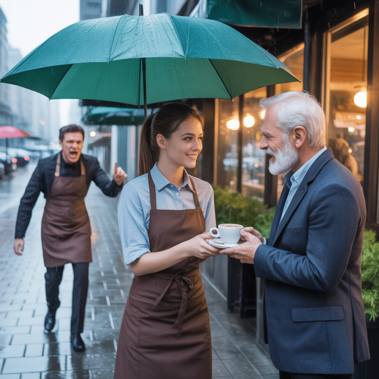 Une serveuse licenciée pour avoir offert un café à un vieil homme — le lendemain, celui-ci arrive en limousine avec des avocats.