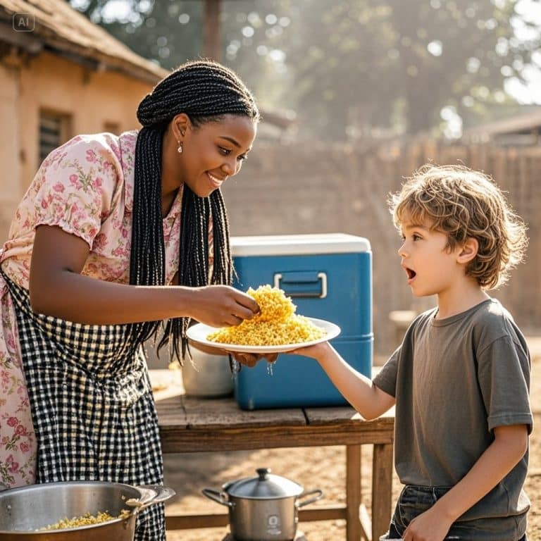 Une vendeuse de nourriture noire en bord de route nourrissait chaque jour un garçon sans-abri ; un jour, deux hélicoptères ont atterri à son étal.