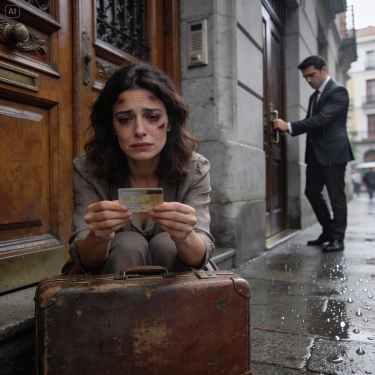 My husband kicked me out of our house in Madrid with only an old card, but that plastic held a secret that made the banking elite tremble.