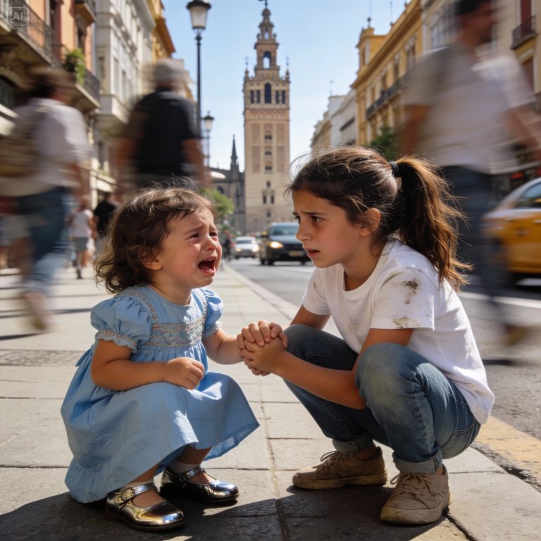 An orphan in Seville sacrificed her only chance to have parents to save a girl lost in traffic, unaware that this act of kindness would change her destiny in the most miraculous way possible thanks to the millionaire father.