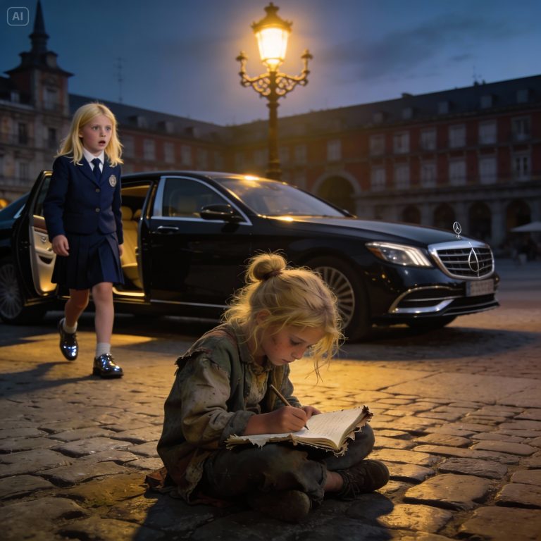 I DISCOVERED A GIRL WHO LOOKED IDENTICAL TO ME DOING HER HOMEWORK UNDER A STREETLIGHT IN A MADRID SQUARE AND THE TRUTH ABOUT HER FAMILY BROKE MY MILLIONAIRE FATHER’S HEART