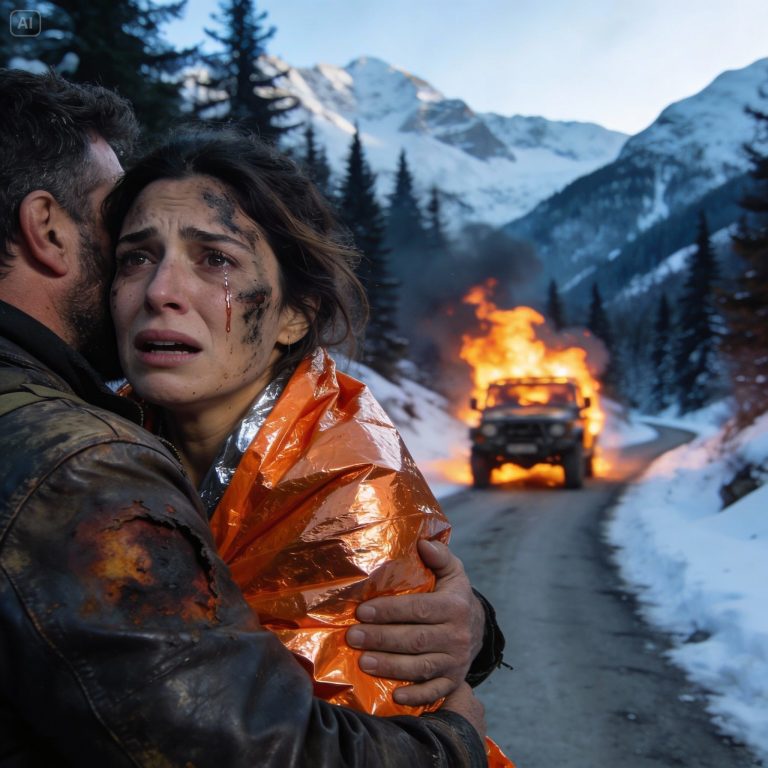 Death trap in the Pyrenees: My husband locked me in a burning car under the snow, but a lone firefighter defied death to save my baby.