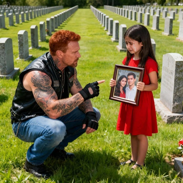 Un motard a trouvé une petite fille en pleurs sur la tombe de sa fille… lorsqu’il a réalisé que son monde s’était effondré.