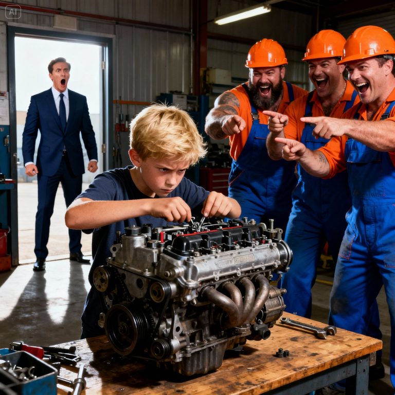 « CE MOTEUR FONCTIONNE-T-IL À L&rsquo;EAU ? » — ILS SE MOQUENT DU JEUNE MÉCANICIEN… JUSQU&rsquo;À CE QUE LE PROPRIÉTAIRE ARRIVE.