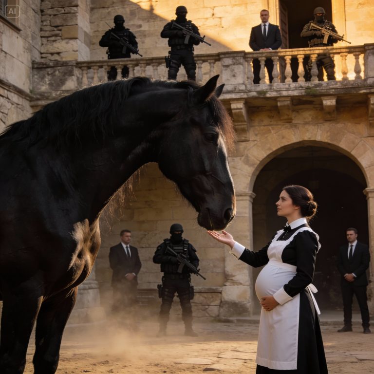 Doze guardas não conseguiram controlar o garanhão negro do chefe da máfia — a empregada grávida o alimentou na palma da mão.